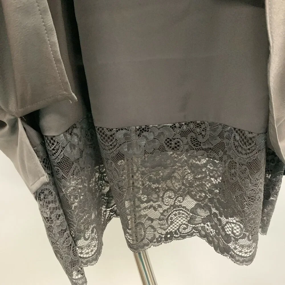 QVC Isaac Mizrahi Live Women's Top Size 28W Taupe Brown Lace‎ Hem